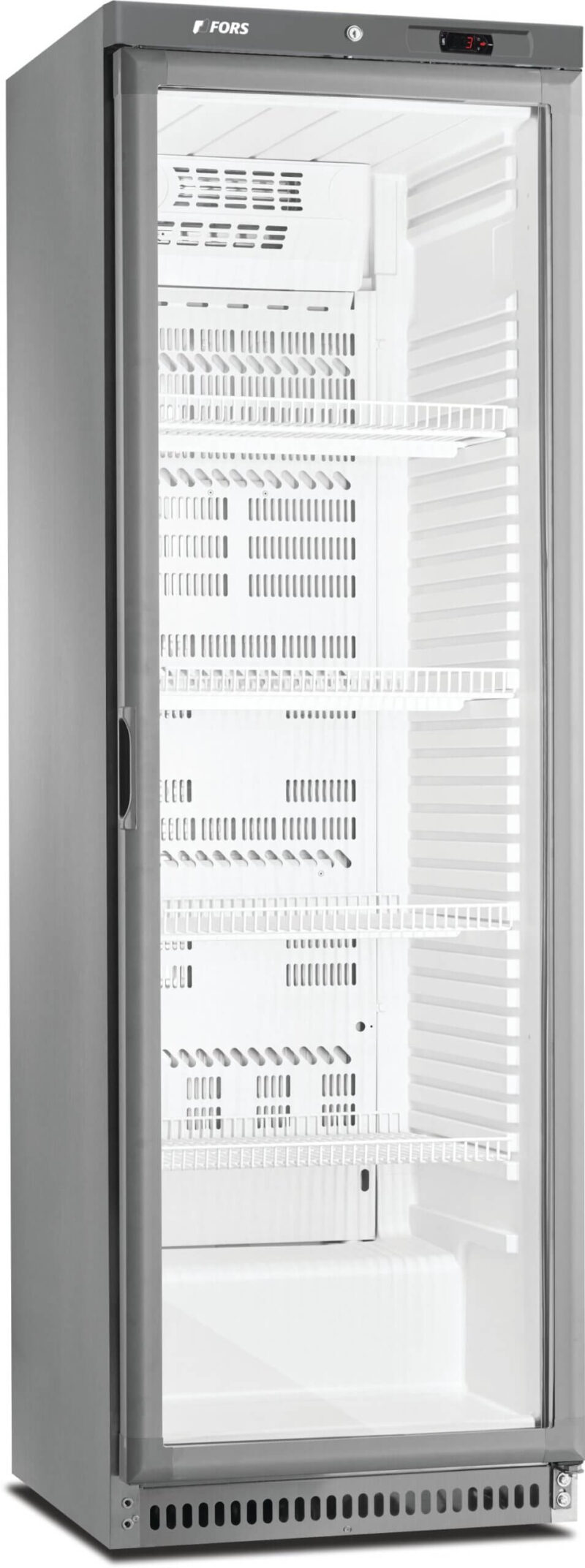 FORS Getränke- & Gewerbe-Kühlschrank, Glastür, Edelstahl, rechts nicht wechselbar (CCV400GES)