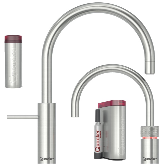 Quooker Set – Nordic Round verchromt + Mischarmatur + PRO3 + CUBE