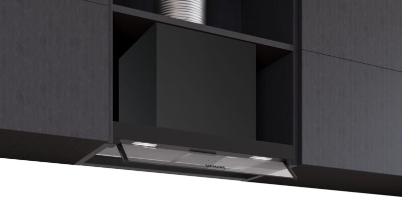 Siemens iQ300, Integrierte Designhaube, 60 cm, Klarglas, Mattschwarz (LJ65BCC60C)