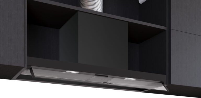 Siemens iQ300, Integrierte Designhaube, 90 cm, Klarglas, Mattschwarz (LJ95BCC60C)