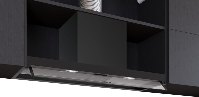 Siemens iQ300, Integrierte Designhaube, 90 cm, Klarglas, Mattschwarz (LJ95BCC60C)