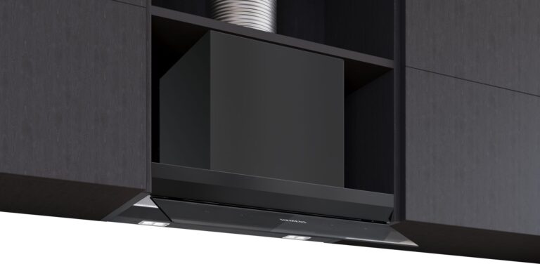 Siemens iQ500, Integrierte Designhaube, 60 cm, Klarglas schwarz bedruckt, Mattschwarz (LJ67BDP60C)