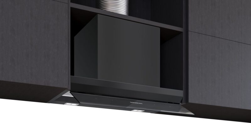 Siemens iQ500, Integrierte Designhaube, 60 cm, Klarglas schwarz bedruckt, Mattschwarz (LJ67BDP60C)